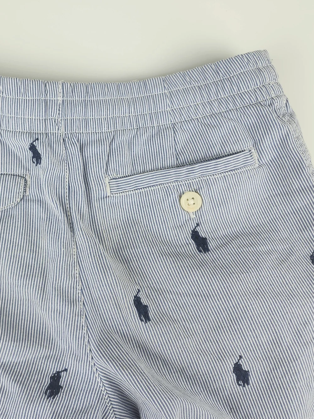 Polo by Ralph Lauren Blue Embroidered Seersucker Boy's Shorts - Picture 7 of 7
